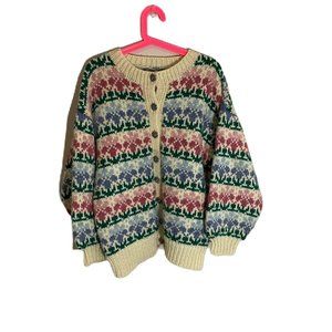 Colourful Vintage 100% wool handmade in Canada sweater size Medium M